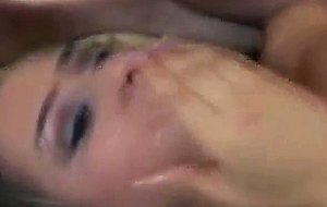 Cute blonde mouth fucked
