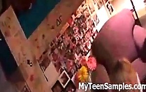 Schoolgirl dancing in the bedroom