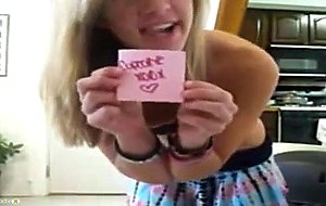 Blonde chick dancing in bra and panties, booty sha