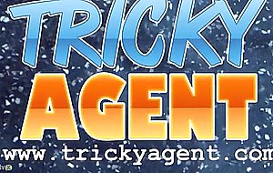 Tricky agent - blondy with a perfect ass in a tiny dress!