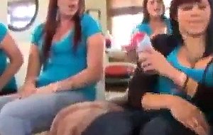 Party girls sucking on some lucky strippers cock