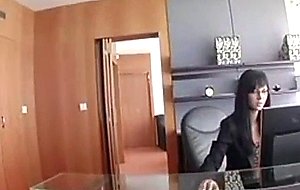 Sexy secretary in stockings fucks her boss