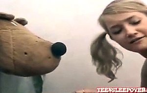 Lesbian rides on toy