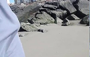 Jerking off on public beach-Big Cum Shot-Hairy Bear