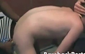 Teen guy gets two cocks to suck on