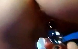 Girl hng fun with her glass vibrator