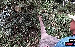 Elephant trunk hugging and sex after for this horny amateur teen couple