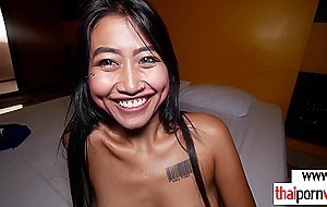 Pierced amateur Thai teen hooker Fang fucked by an euroepan cock