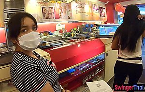 Thai teen amateur ice cream dessert and a big foreign cock after at home