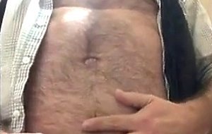 Hairy daddy jerking