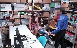 Latina teen thief in glasses and her GF fucked by a dirty LP officer