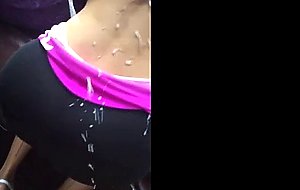 He cums all over her yoga pants