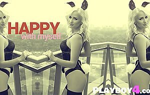 Sexy blonde Playboy bunny Shannon Cole posed in amazing black lingerie