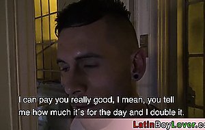 Amateur latin gay teen Juande leases a room on a big cock