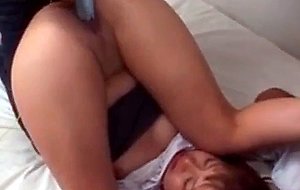 Asian slave gets cunt fucked with two vibrators