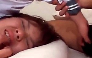 Asian slave gets cunt fucked with two vibrators