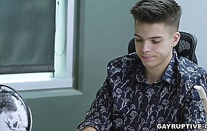Threesome Gay Anal Sex in the Office with Boss