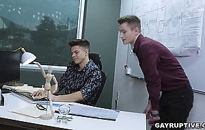 Threesome Gay Anal Sex in the Office with Boss