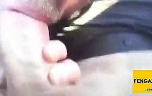 Guy blows me in the car spills the cum and licks it up