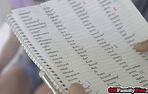 Stepsister teen spelling dick and asked to suck it after stepbro helped her
