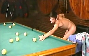 Russian Soldiers Play Pool in Nude