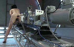 Hot babe ass fucked by big machines