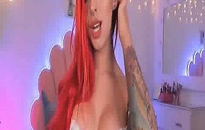 Red Hair With Tattoo Woman Using Vibrator Till Cums