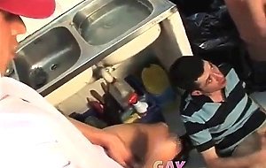 Cum and piss from his buddies