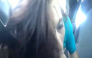 Brunette girl gives car blowjob and swallows cum