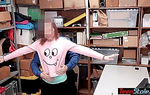 Obedient redhead teen thief April Reid following a dirty LP officers orders
