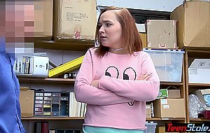 Obedient redhead teen thief April Reid following a dirty LP officers orders