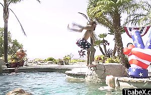 Shemale babes orgy bareback anal at pool