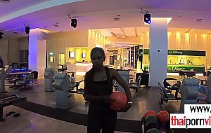 Petite small titted amateur Thai teen Cherry loves playing with big balls