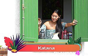Perfect petite small tits Asian teen Katana posing totally naked outdoor