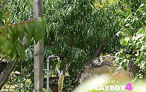 Perfect petite small tits Asian teen Katana posing totally naked outdoor