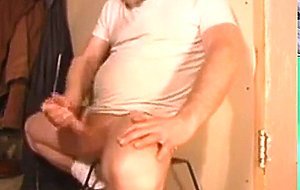 Bearded gay jerks off
