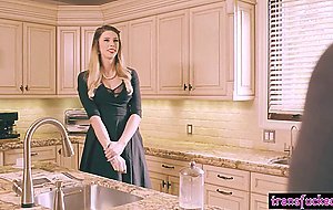 Busty Sarah Vandella sucked horny big tits shemales Casey Kisses big dick