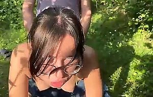 Two cute teen babes get fucked hard outdoor in the nature live at sexycamx