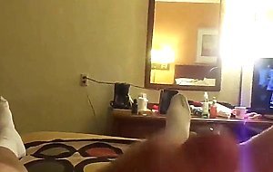 Trashy blonde crossdresser sucks two cocks