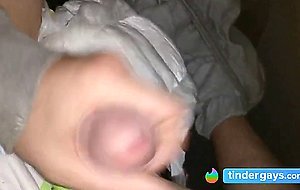 Twink cumming his wet diaper