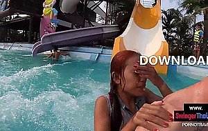 Creampie cumshot for his cute amateur teen Thai girlfriend after a pool day