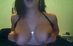 Busty girl saggy tits on cam