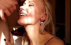 Cum on the face of a beautiful MILF slut