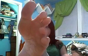 girl feet on web cam