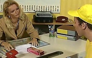 Mail boy fucks blonde secretary