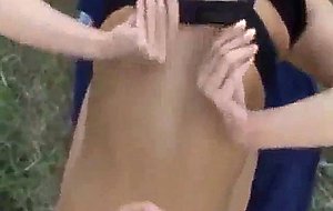 Teen has anal sex outdoors and gets jizzed on back