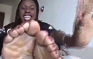 Six Foot Ebony Amazon shows off Her Huge Black Feet