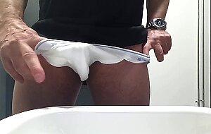 Little cock daddy wank at work with big cum spurt