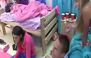 College babes flash and grab cocks