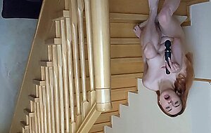 Stripping and playing with myself on the staircase